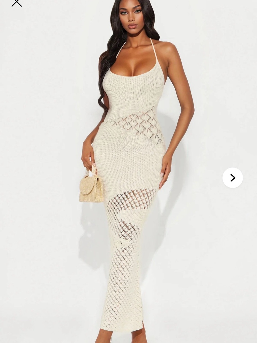 Fashion Nova Cream Crochet Maxi Dress